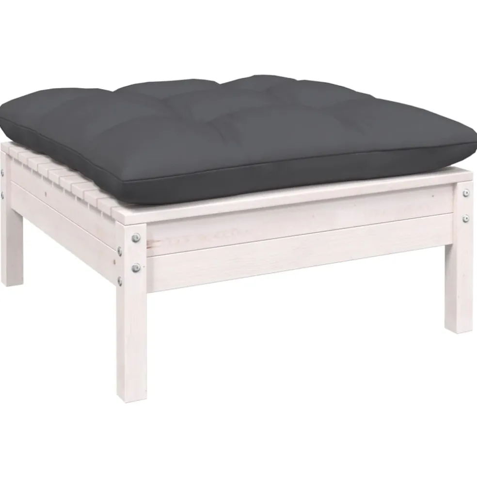 vidaXL 10-delige Loungeset met kussens massief grenenhout wit