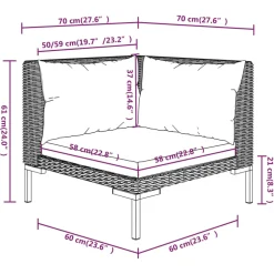 vidaXL 8-delige Loungeset met kussens poly rattan donkergrijs