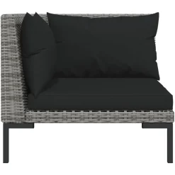 vidaXL 8-delige Loungeset met kussens poly rattan donkergrijs