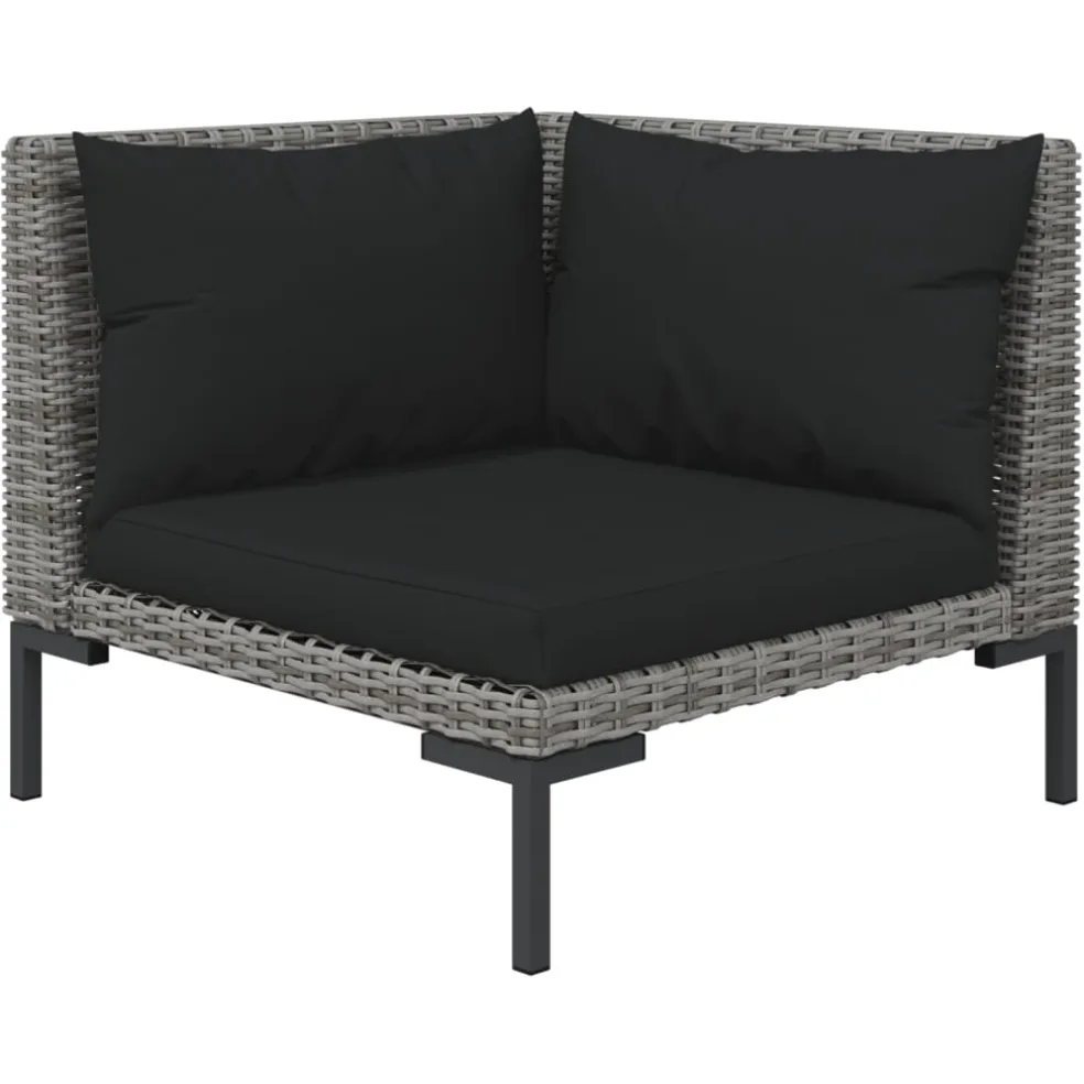 vidaXL 8-delige Loungeset met kussens poly rattan donkergrijs