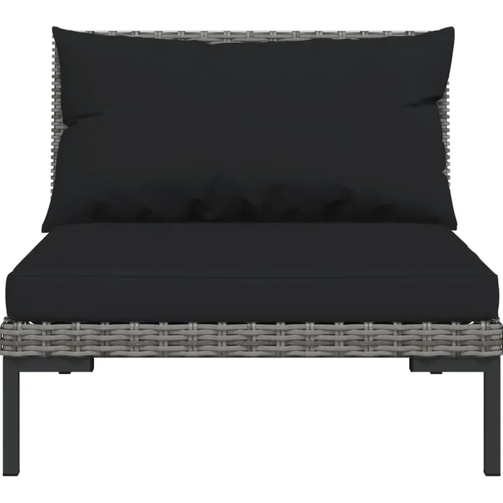 vidaXL 8-delige Loungeset met kussens poly rattan donkergrijs