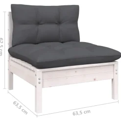 vidaXL 8-delige Loungeset met kussens massief grenenhout wit