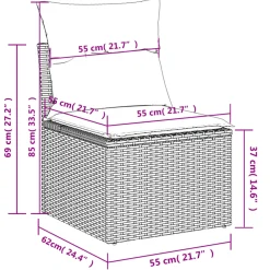vidaXL 9-delige Loungeset met kussens poly rattan zwart