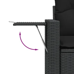 vidaXL 9-delige Loungeset met kussens poly rattan zwart
