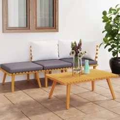 vidaXL 9-delige Loungeset met kussens poly rattan zwart