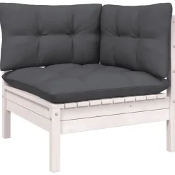 vidaXL 10-delige Loungeset met kussens grenenhout wit