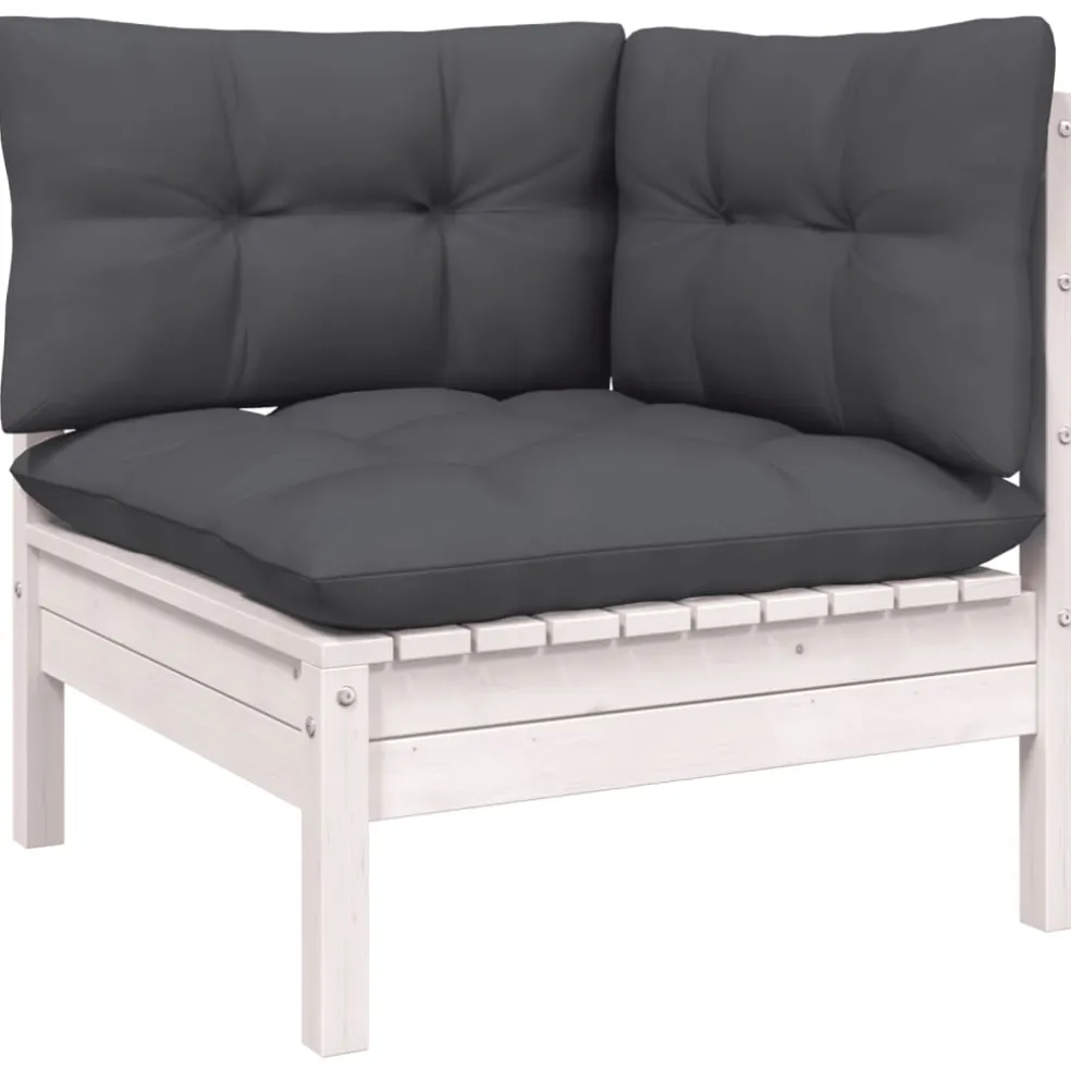 vidaXL 10-delige Loungeset met kussens grenenhout wit