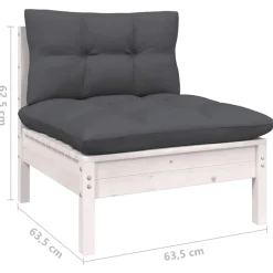vidaXL 10-delige Loungeset met kussens grenenhout wit
