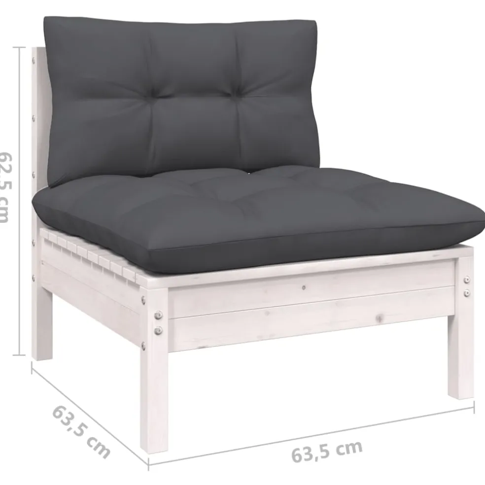 vidaXL 10-delige Loungeset met kussens grenenhout wit