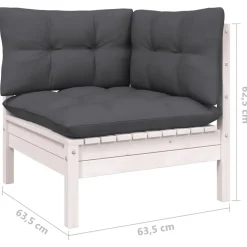 vidaXL 10-delige Loungeset met kussens grenenhout wit
