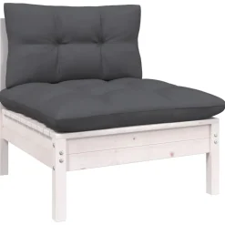 vidaXL 10-delige Loungeset met kussens grenenhout wit