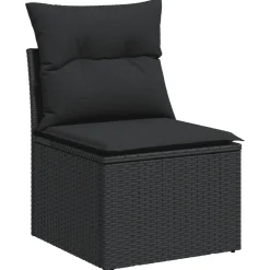 vidaXL 11-delige Loungeset met kussens poly rattan zwart