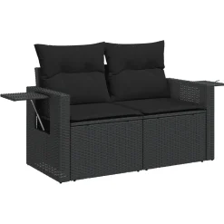 vidaXL 11-delige Loungeset met kussens poly rattan zwart