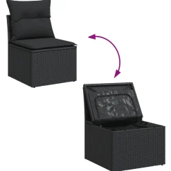 vidaXL 11-delige Loungeset met kussens poly rattan zwart