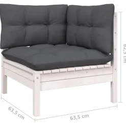 vidaXL 3-delige Loungeset met kussens massief grenenhout