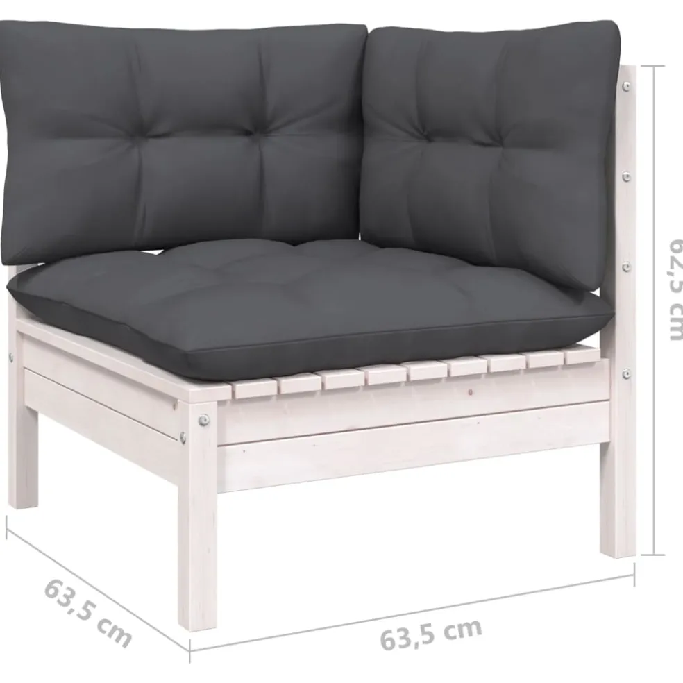 vidaXL 11-delige Loungeset met kussens massief grenenhout wit