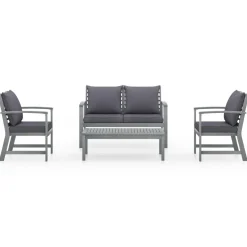 vidaXL 4-delige Loungeset met kussens massief acaciahout