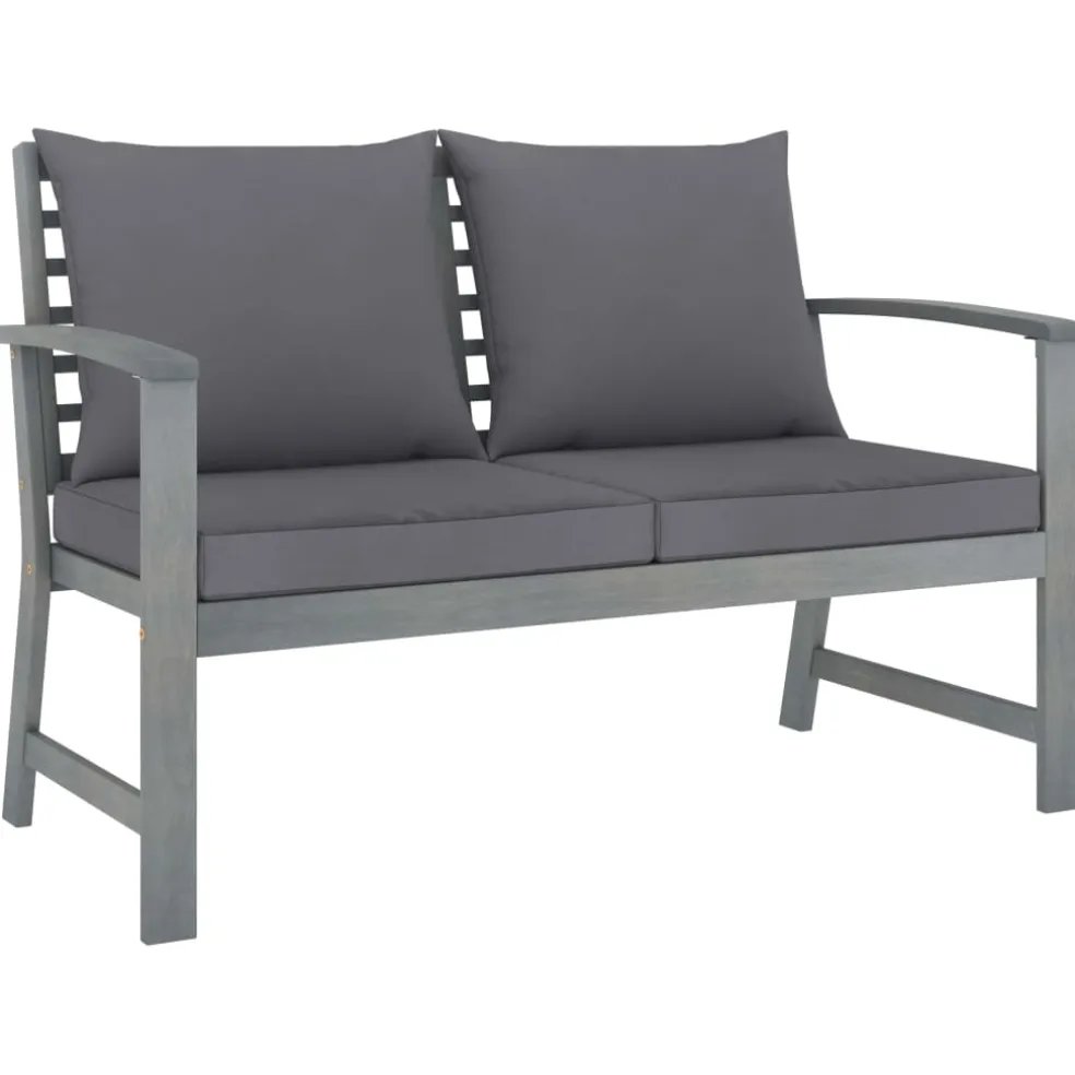 vidaXL 4-delige Loungeset met kussens massief acaciahout