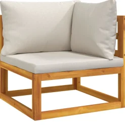 vidaXL 5-delige Loungeset met lichtgrijze kussens massief hout