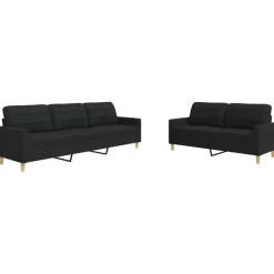 vidaXL 2-delige Loungeset stof zwart