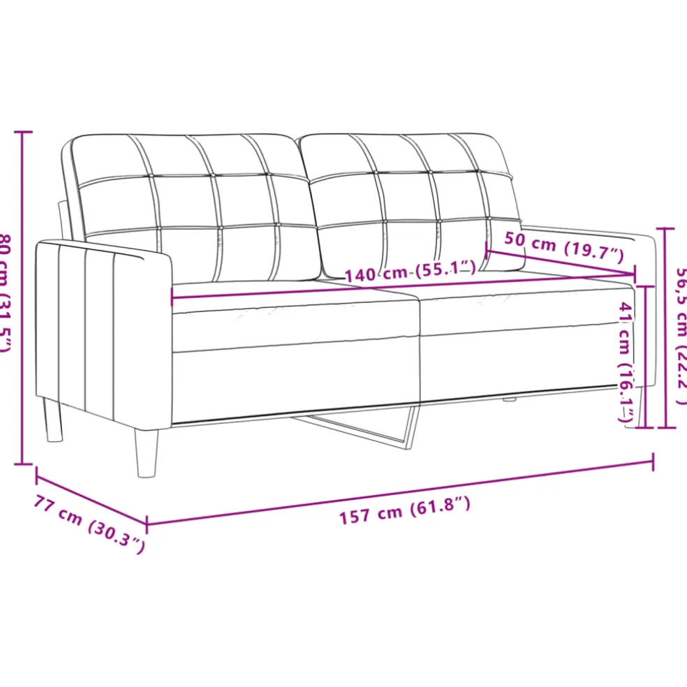 vidaXL 2-delige Loungeset stof zwart