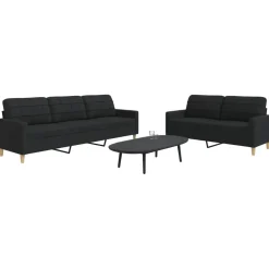 vidaXL 2-delige Loungeset stof zwart