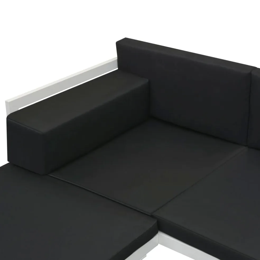vidaXL 5-delige Loungeset textileen aluminium zwart