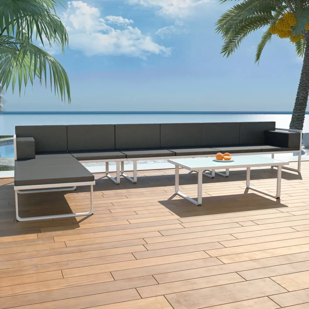 vidaXL 5-delige Loungeset textileen aluminium zwart