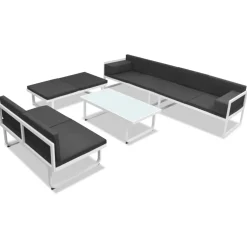 vidaXL 5-delige Loungeset textileen aluminium zwart