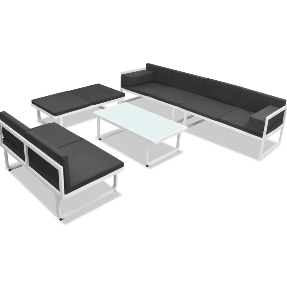 vidaXL 5-delige Loungeset textileen aluminium zwart