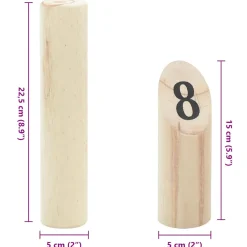 vidaXL 13-delige Nummerkubb spelset met draagtas massief grenenhout