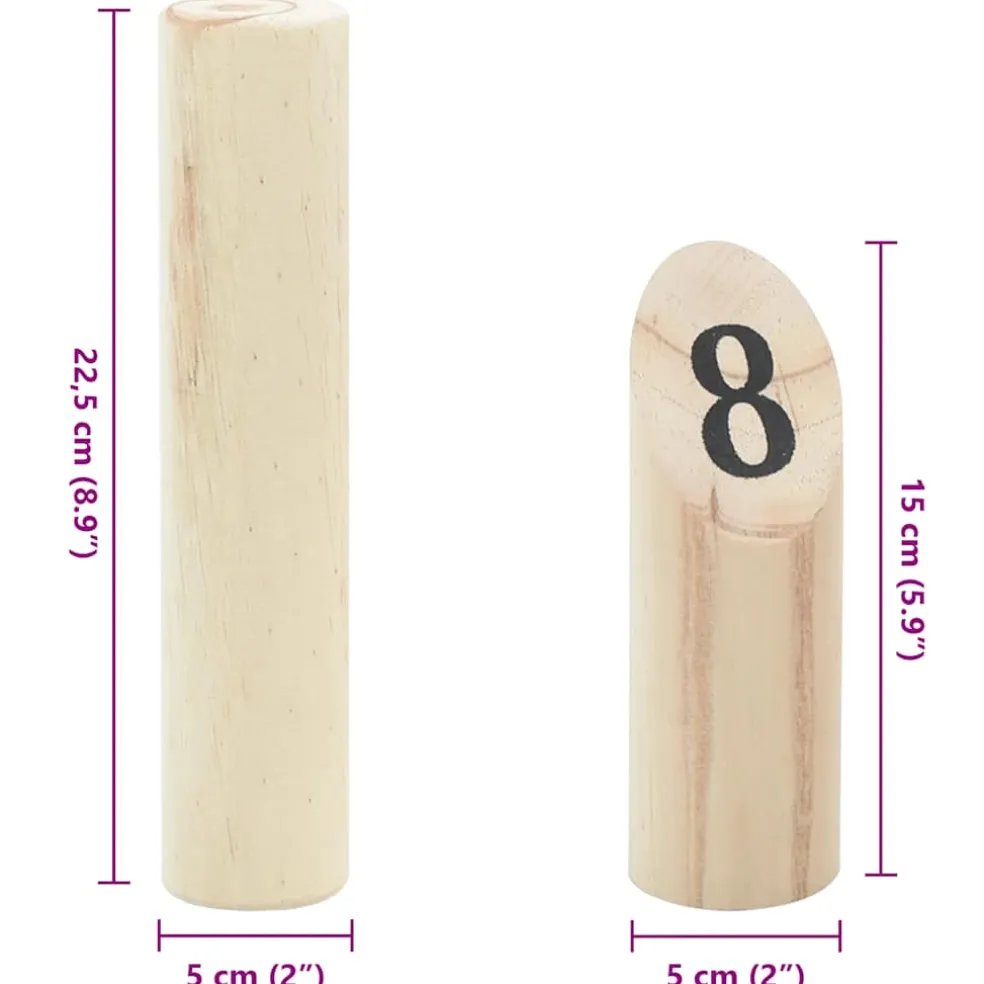 vidaXL 13-delige Nummerkubb spelset met draagtas massief grenenhout
