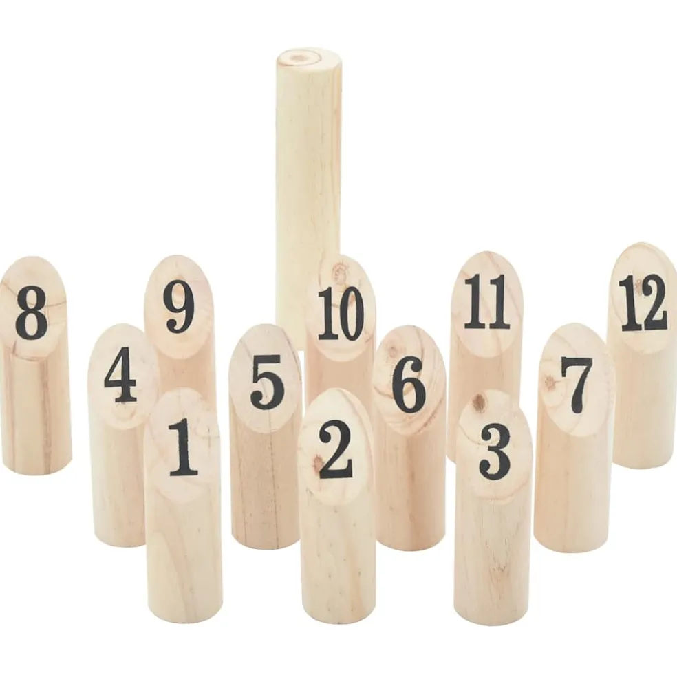 vidaXL 13-delige Nummerkubb spelset met draagtas massief grenenhout