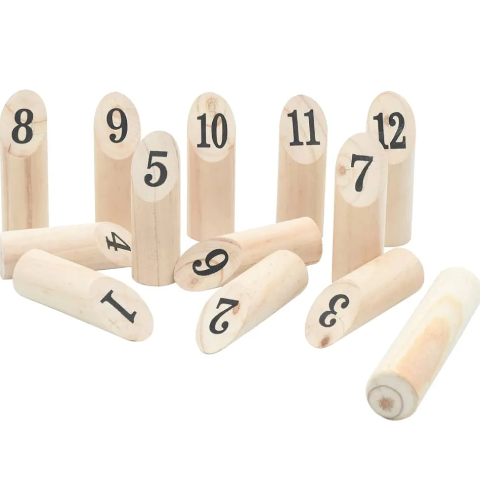 vidaXL 13-delige Nummerkubb spelset met draagtas massief grenenhout