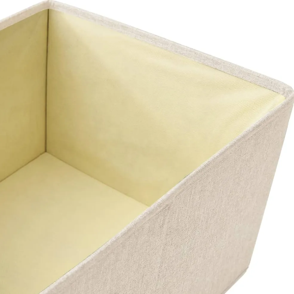 vidaXL 3-delige Opbergboxenset stapelbaar stof crèmekleurig
