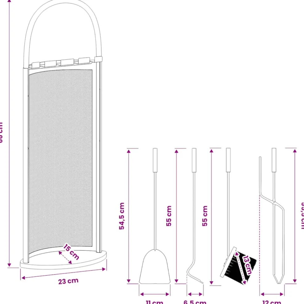 vidaXL 5-delige openhaardgereedschapset 23x15x66 cm staal