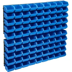 vidaXL 96-delige Opslagbakkenset met wandpanelen blauw en zwart