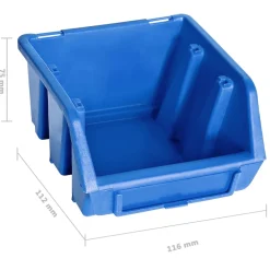 vidaXL 96-delige Opslagbakkenset met wandpanelen blauw en zwart