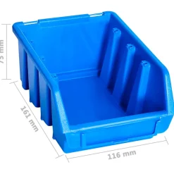 vidaXL 96-delige Opslagbakkenset met wandpanelen blauw