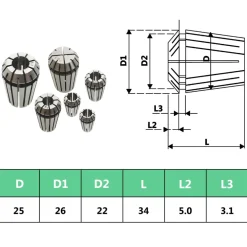 vidaXL 15-delige Spantangenset ER25