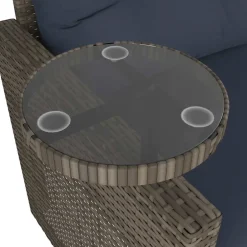 vidaXL 3-delige tuinbankset met kussens, grijs polyrotan