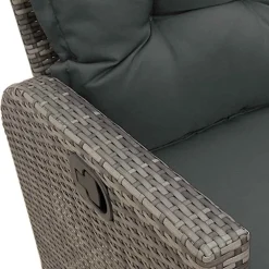 vidaXL 3-delige Tuinbankstel met kussens L-vormig poly rattan grijs