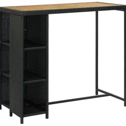 vidaXL 5-delige Tuinbarset met kussens poly rattan zwart