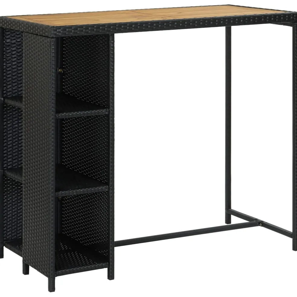 vidaXL 5-delige Tuinbarset met kussens poly rattan zwart