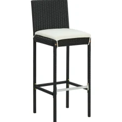 vidaXL 5-delige Tuinbarset met kussens poly rattan zwart