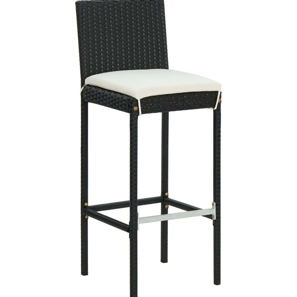 vidaXL 5-delige Tuinbarset met kussens poly rattan zwart