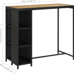 vidaXL 5-delige Tuinbarset met kussens poly rattan zwart