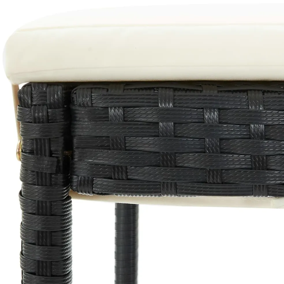 vidaXL 5-delige Tuinbarset met kussens poly rattan zwart