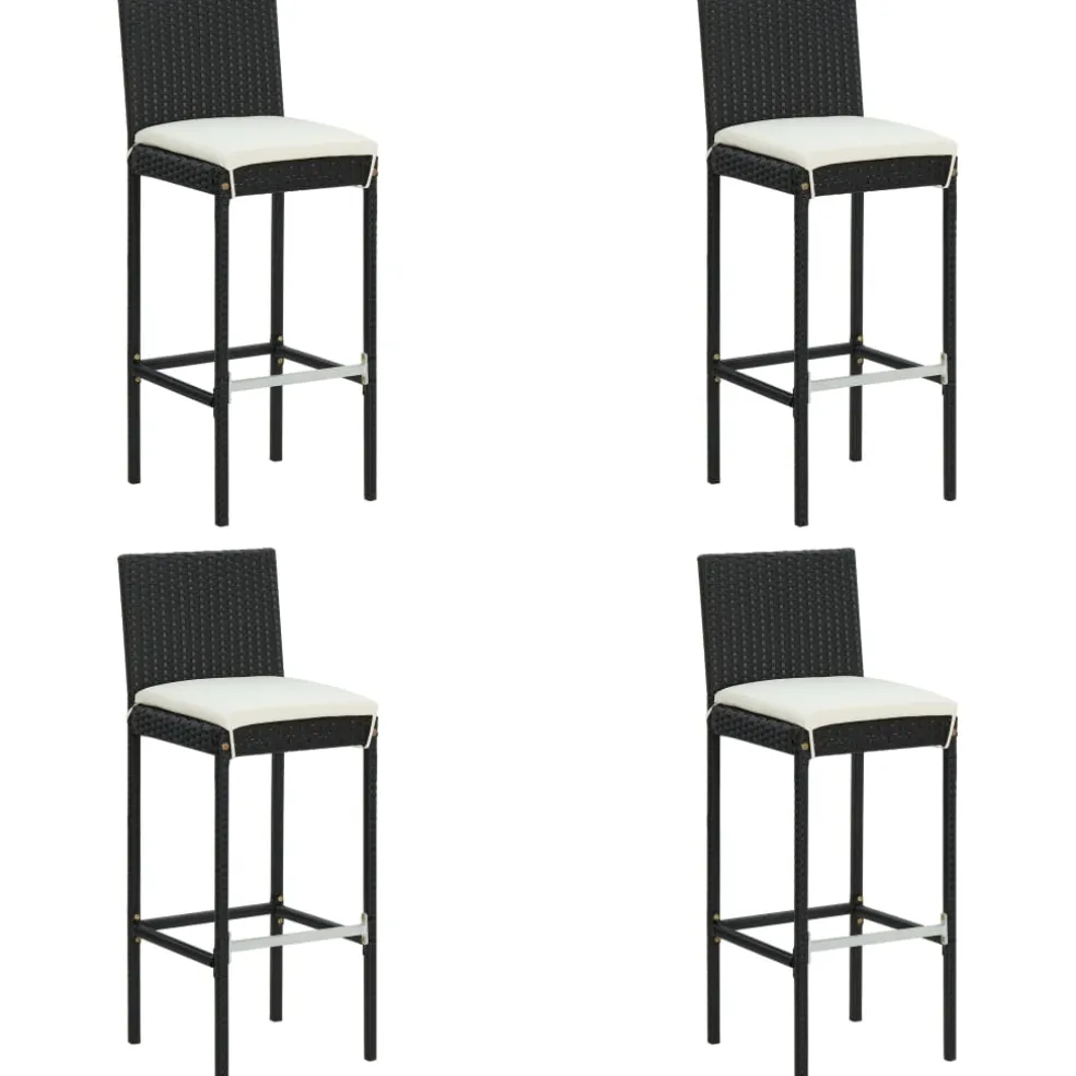 vidaXL 5-delige Tuinbarset met kussens poly rattan zwart