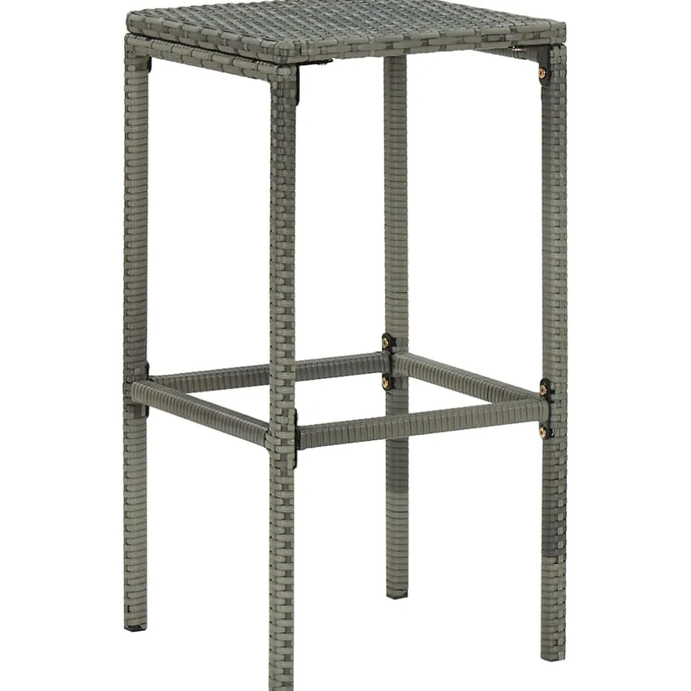 vidaXL 3-delige Tuinbarset met kussens poly rattan grijs